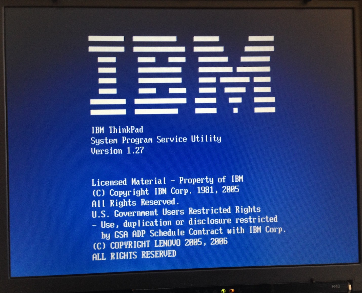 IBM Thinkpad R40 BIOS update screenshot